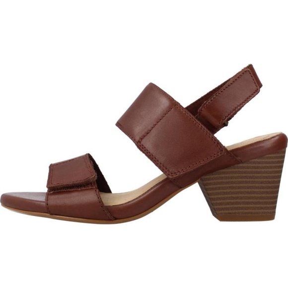 Clarks Women's Lorene Bright Brown Leather Block Heel Ankle strap Sandals 7.5 - Picture 3 of 12